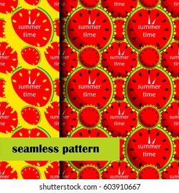 set of seamless pattern with Watermelon. vector
