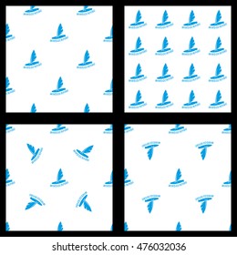 Set. seamless pattern windsurfing