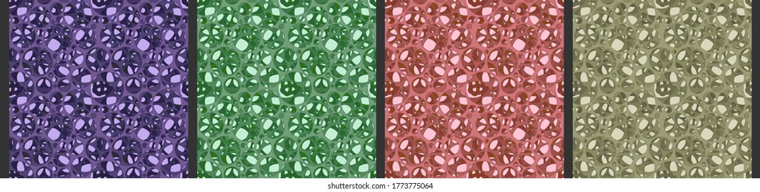 Set of seamless pattern without a mask. Abstract background with round holes