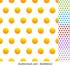 Set of seamless patterns in 6 colors: Dotted, polkadots, circle pattern