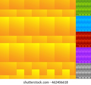 Set of seamless patterns in 6 colors: Overlapping squares, rectangles