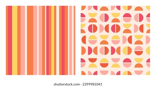 Set of seamless patterns in 60s, 70s, 80s style, 