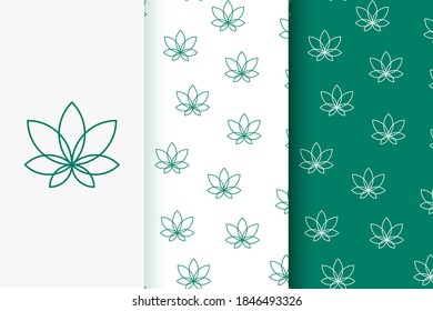Conjunto de patrones de hoja abstracta de cannabis sin fisuras de estilo moderno.