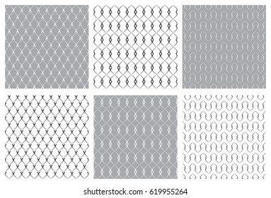 Set of seamless patterns. Abstract geometric backgrounds for textile, shower curtains, duvet covers, pillows, carpets, blankets, packaging paper, wallpaper. 