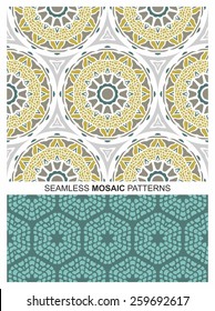 Set of seamless patterns with abstract mosaic motifs