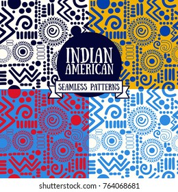 set of seamless patterns with abstract ornate, can be used as indian american ornament, vector illustration