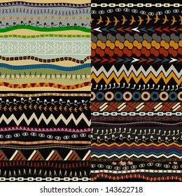 Set of seamless patterns with African elements