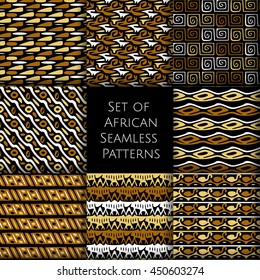 Set of seamless patterns with african ethnic and tribal ornament. Vector  boho ornaments collection.
