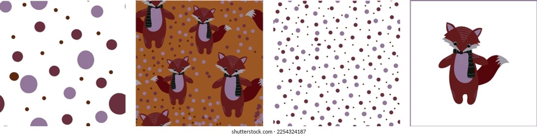 A set of seamless patterns and animal figurines.  Vector file for designs.