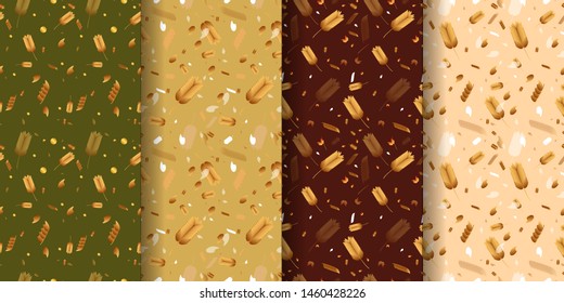 Set of seamless patterns autumn orange yellow and brown background for print web decoration or banner