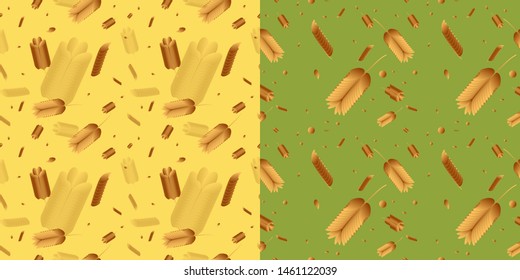 Set of seamless patterns autumn orange yellow and brown background for print web decoration or banner