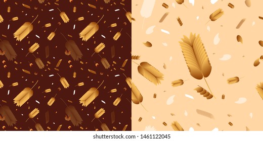 Set of seamless patterns autumn orange yellow and brown background for print web decoration or banner