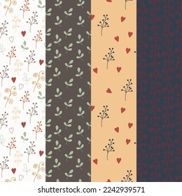 set of seamless patterns, background with leaves