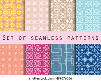 Set of seamless patterns. Baroque seamless pattern. Classic designs. Vector iilustration.