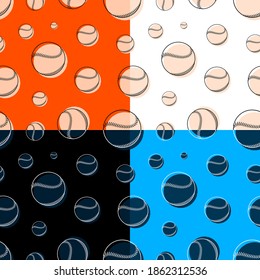 set of seamless patterns with baseball sport balls. Team sports. Healthy lifestyle. Ornament for printing and decoration of sports competitions. Vector