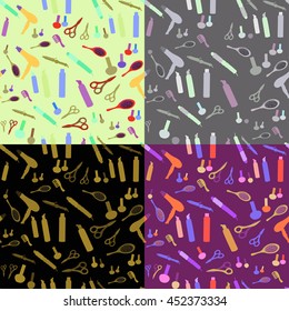 set of seamless patterns for beauty salon vector illustration