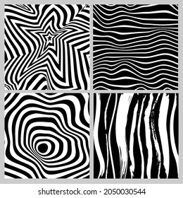 Satz nahtloser Muster in Schwarz-Weiß-abstrakter geometrischer Form