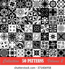 Set seamless patterns black and withe
