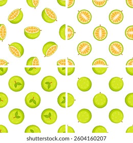 Set of seamless patterns with breadfruit showing its inside and outside