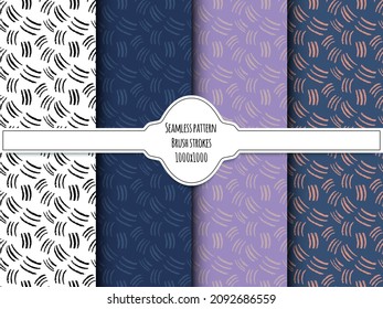 A set of seamless patterns with brushstrokes, pixels 1000x1000, vector grafic.