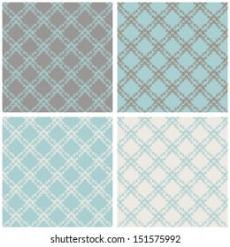 Set Of Seamless Patterns With Calligraphic Ornament