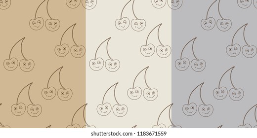 Set of the seamless patterns of the cherry