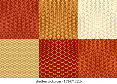 Set of seamless patterns in chinese style.