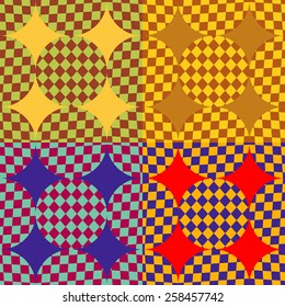 Set of seamless patterns of circles in a cage