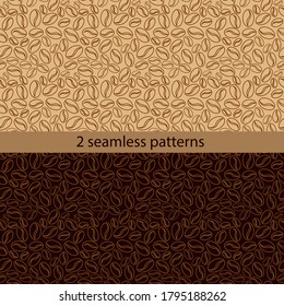 A set of seamless patterns with coffee beans. Vector illustration