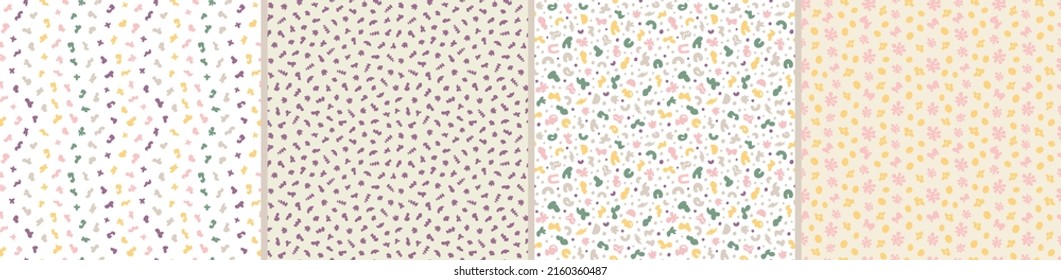 Set of seamless patterns. Colorful surface design
