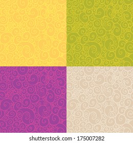 Set of seamless patterns with curls 