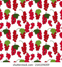 A set of seamless patterns of current, berries and leaves, 1000x1000 pixels, vector graphics.