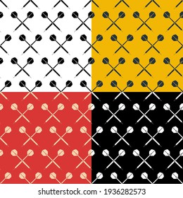 set of seamless patterns with dart arrow. Equipment for sports competitions of darts. Ornament for decoration and printing on fabric. Design element. Vector