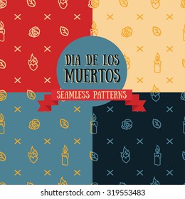 set of seamless patterns for day of the dead, vector illustration