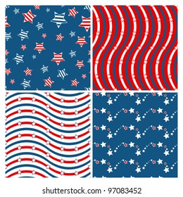 Set of seamless patterns devoted to 4th of July
