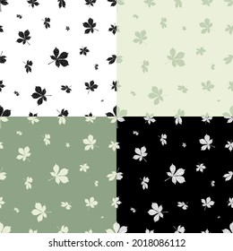 set of seamless patterns with doodle CHESTNUT tree leaves. Ornament for decoration and printing on fabric. Design element. Vector