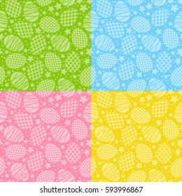 Set of seamless patterns with Easter eggs