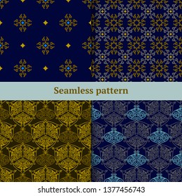 Set seamless patterns. Elegant weaving patterns for wallpapers, fabrics, paper, invitation print. Vector background.