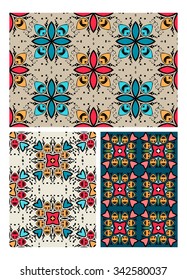 set of seamless patterns in ethnic style. 10 eps