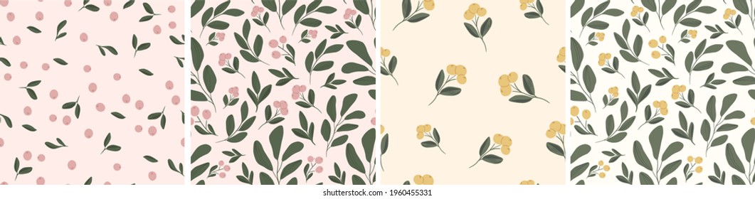 Set of seamless patterns in floral style for design.Vector illustration