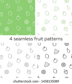 Set of seamless patterns. Fruit patterns. Set of patterns. Fruits. Berries. Food. Seamless. Vector. Natural. Organic food.