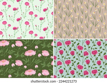 Decoración impecable con flores de jardín. Bonitas texturas naturales de estilo plano.