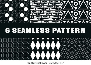 Set of seamless patterns. Seamless geometric pattern. Black and white pattern