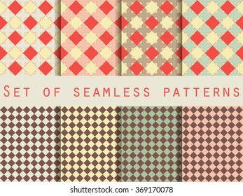 Set of seamless patterns. Geometric patterns. The pattern for wallpaper, tiles, fabrics and designs. Vector illustration.
