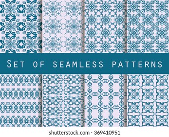 Set of seamless patterns. Geometric patterns. The pattern for wallpaper, tiles, fabrics and designs. Vector illustration.