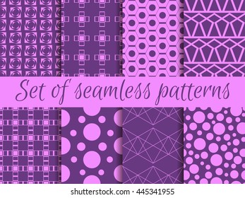 Set of seamless patterns. Geometric pattern with circles. Vector.