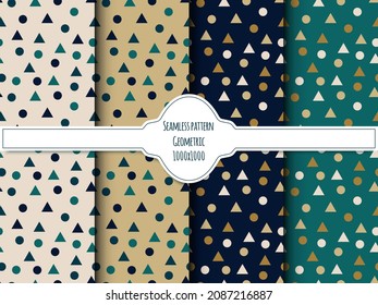 A set of seamless patterns with geometric shapes, circles different colors, 