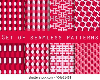 Set of seamless patterns with geometric shapes. Background pattern. Vector illustration.