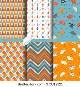 set of seamless patterns and geometry umbrella