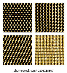 Set of seamless patterns with golden sequins